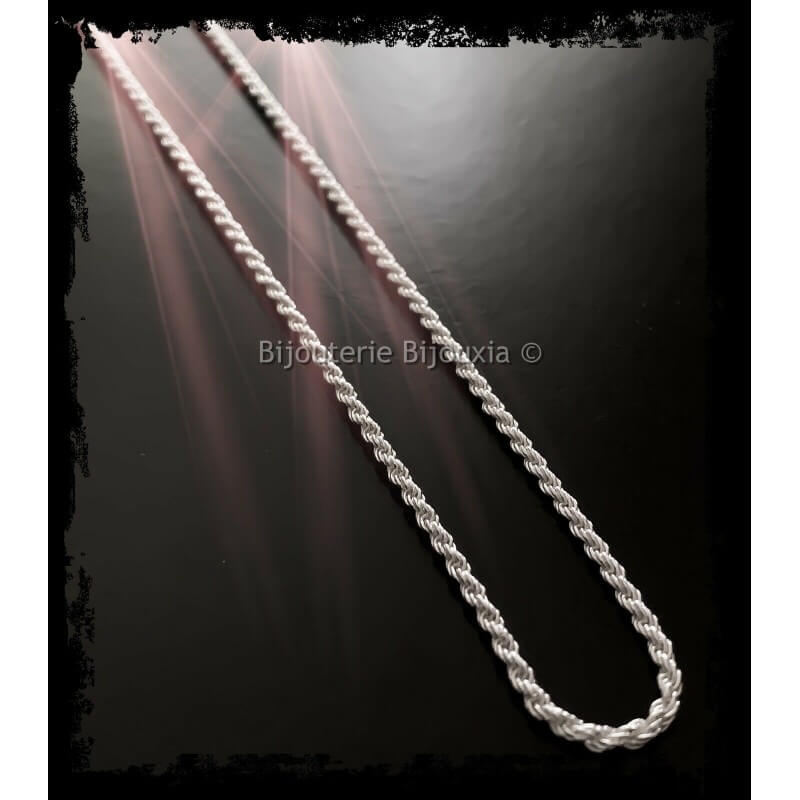 Chaîne Maille corde 60 cm En Argent Massif 925/1000 Poinçonné