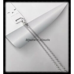 Chaîne Maille corde 50 cm x 2 mm En Argent Massif 925/1000