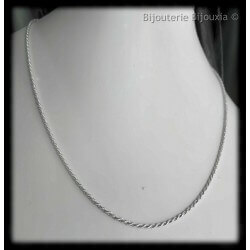 Chaîne Maille corde 50 cm x 2 mm En Argent Massif 925/1000