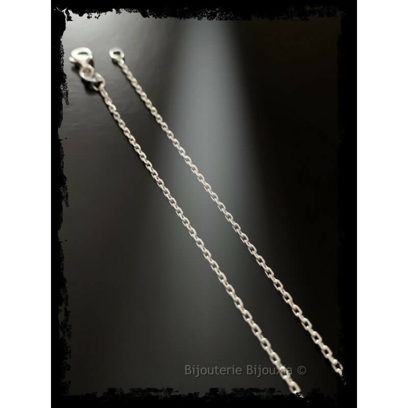 Chaîne De Cou 42cm X 1.45mm Maille Forçat diamantée Argent Massif 925/000