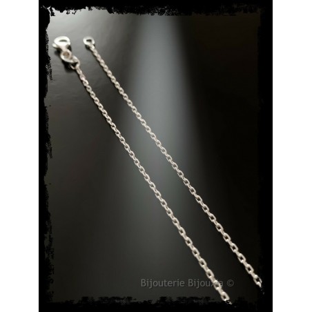 Chaîne De Cou 55cm X 1.45mm Maille Forçat diamantée Argent Massif 925/000