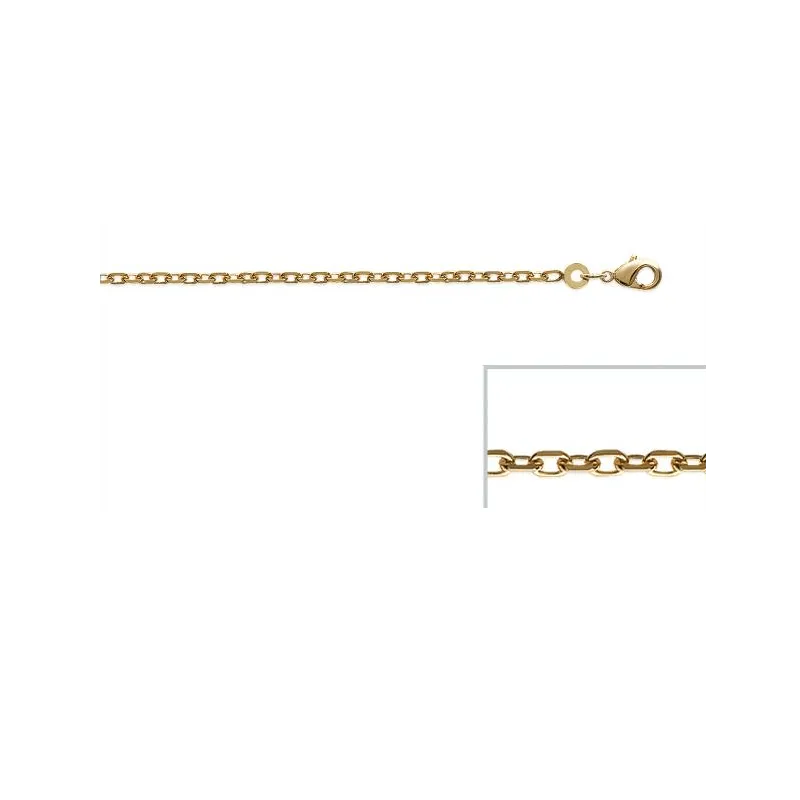 Chaîne Maille Forçat Diamantée 50 Cm - Plaqué Or 18 Carats, Mixte, Neuve Avec étiquettes