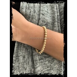 Bracelet Moderne Maille Boule 19cm Plaqué Or 18 carats