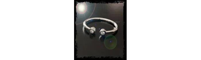 Bague Alliance Double CRISTAUX ZIRCONIUM Argent Massif 925/1000 Bijoux femme