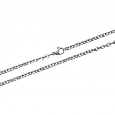 Chaîne Maille Forçat 55CM X 3MM En Acier Inoxydable Bijoux Homme/Femme