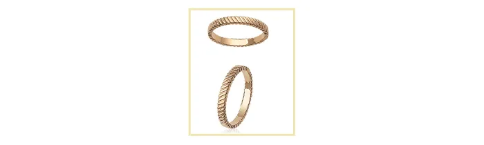 Bague Ronde Striée Plaqué or 18 CARATS 750/1000 MIXTE