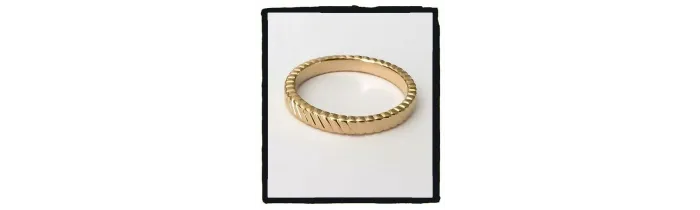Bague Ronde Striée Plaqué or 18 CARATS 750/1000 MIXTE