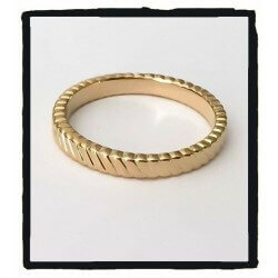 Bague Ronde Striée Plaqué or 18 CARATS 750/1000 MIXTE