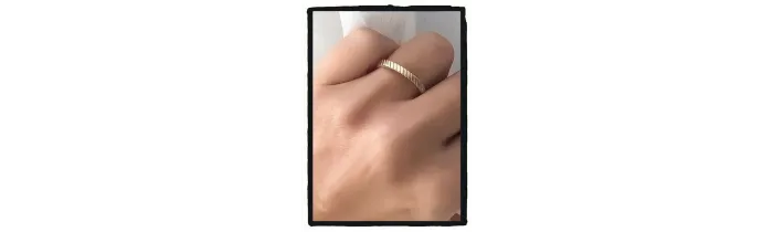 Bague Ronde Striée Plaqué or 18 CARATS 750/1000 MIXTE