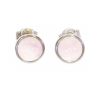 Boucles d'oreilles Puces 6MM Pierre Quartz Rose & Argent Massif Rhodié 925/1000