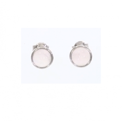 Boucles d'oreilles Puces 6MM Pierre Quartz Rose & Argent Massif Rhodié 925/1000