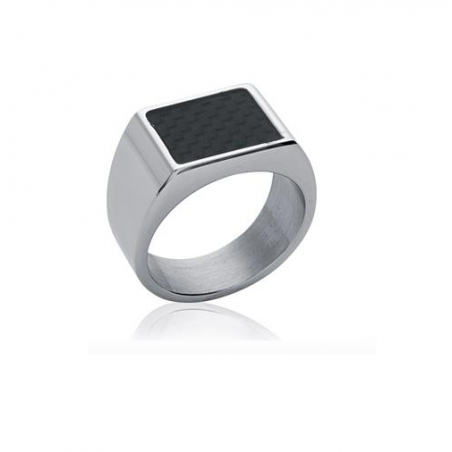 Bague Taille 66 Chevalière Homme Acier Inox et carbone