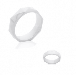 Bague Alliance Facettée Céramique BLANC Bijoux Tailles 50-52-54-56-58-60