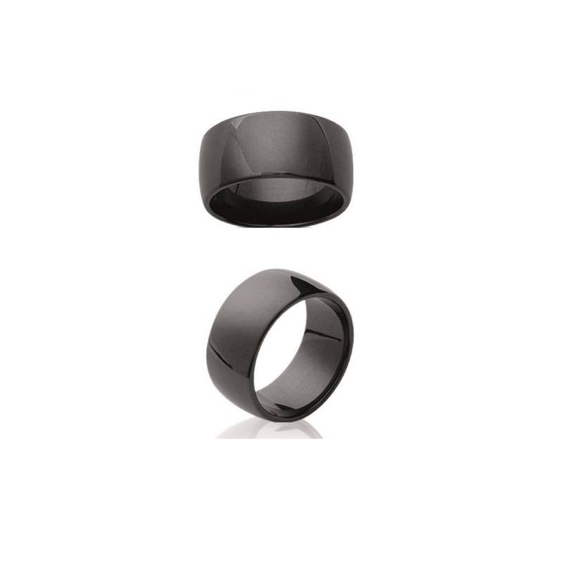 Bague Ronde Épaisse En Céramique NOIR Tailles 50-52-54-56-58-60