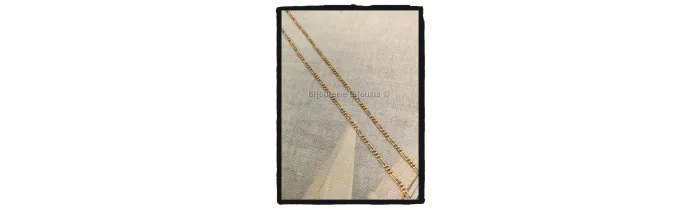 Chaîne Fine Maille Figaro 50cm Plaqué or 18 Carats Bijoux Mixte