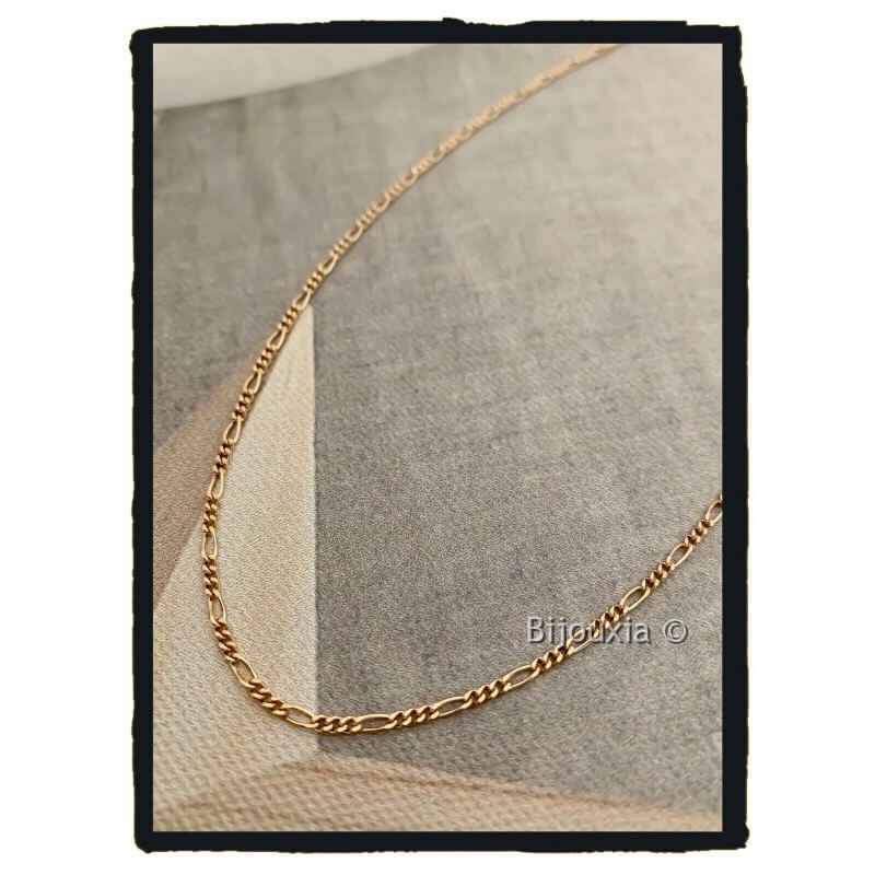 Chaîne Fine Maille Figaro 55cm Plaqué or 18 Carats Bijoux Mixte