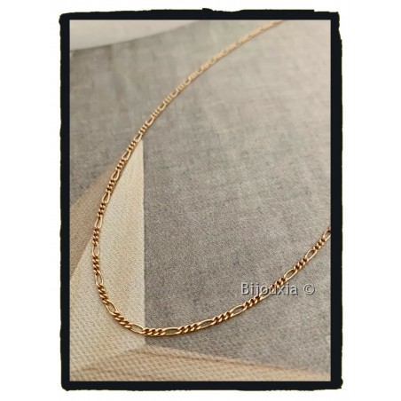 Chaîne Fine Maille Figaro 55cm Plaqué or 18 Carats Bijoux Mixte