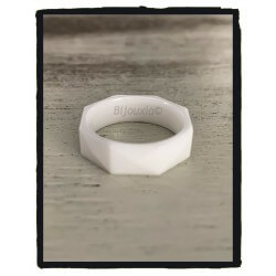 Bague Alliance Facettée Céramique BLANC Bijoux Tailles 50-52-54-56-58-60