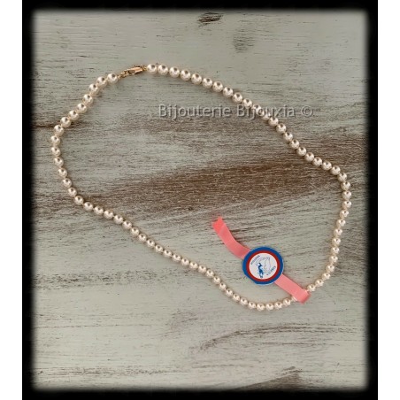 Collier 40cm Perle De Majorque Plaqué Or 18 Carats 750/000