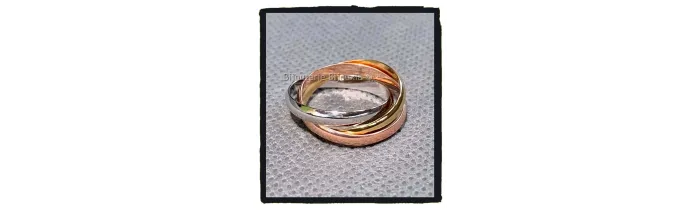Bague 3 Anneaux Tricolore Argent 925 et Plaqué or 18 Carats T48 à 70