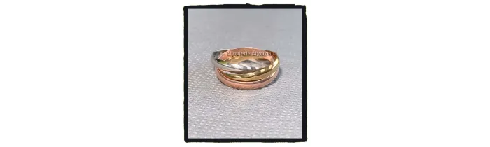 Bague 3 Anneaux Tricolore Argent 925 et Plaqué or 18 Carats T48 à 70