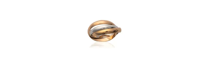 Bague 3 Anneaux Tricolore Plaqué or Rose&Jaune et Argent 925 T48 à 70