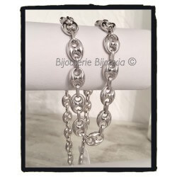 Chaîne Homme Grain de Café Bombés 55 cm x 10MM Argent Massif 925/1000