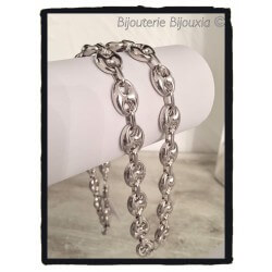 Chaîne Homme Grain de Café Bombés 55 cm x 10MM Argent Massif 925/1000