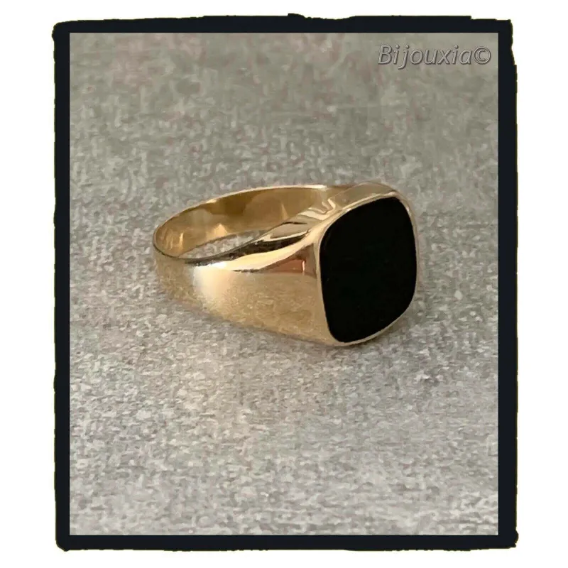 Monture De Bague En Or Jaune 9 Carats Avec Onyx - Taille Ajustable - Neuf Avec étiquettes