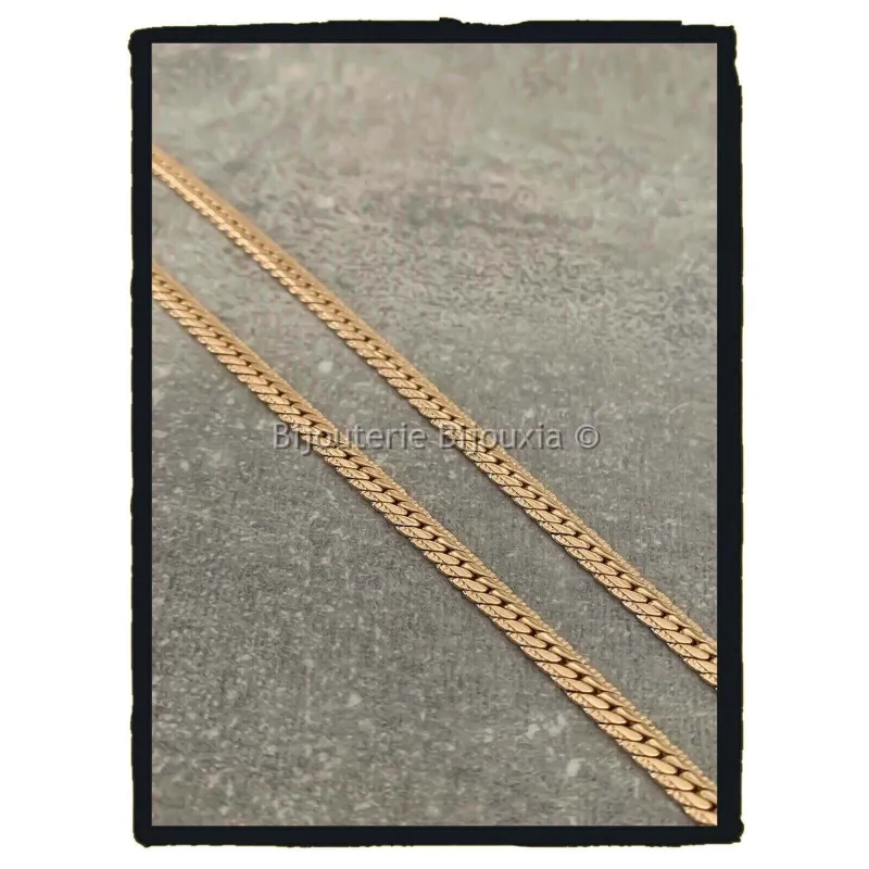 Collier Maille Anglaise Bombée En Plaqué Or 18 Carats - Longueur 45 Cm, Largeur 7 Mm