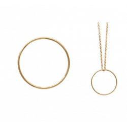 Collier avec Pendentif Cercle En Plaqué or 18 Carats 750/1000
