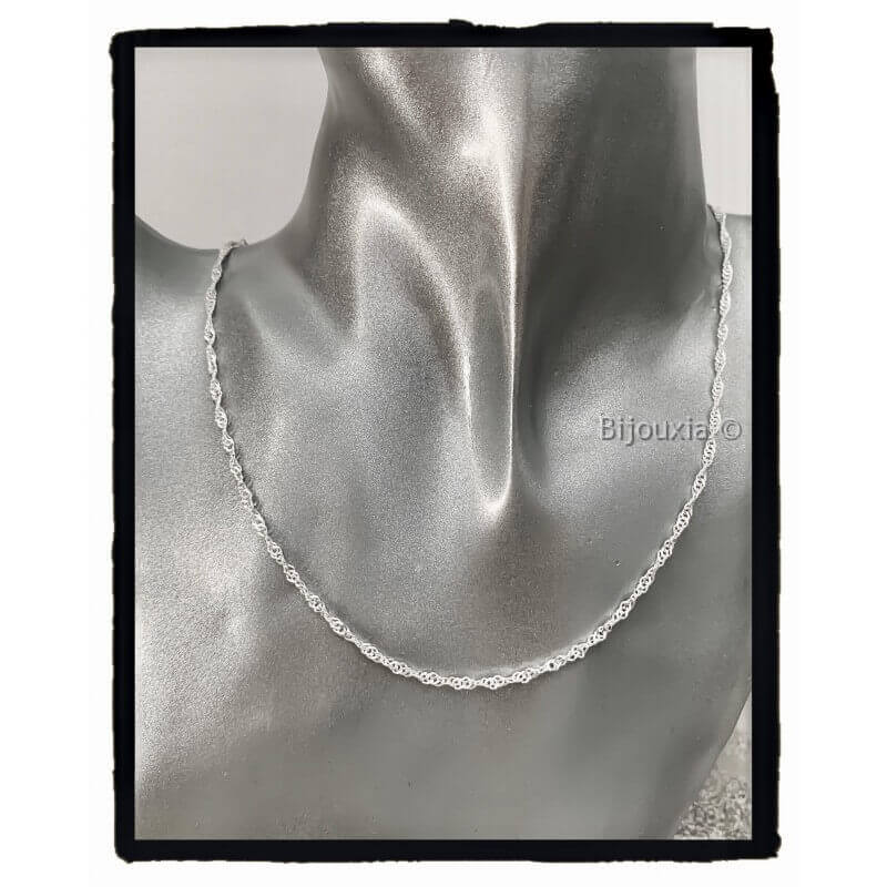 Chaîne De Cou Maille Singapour 45cm - Argent Massif 925/000 - Bijouxia