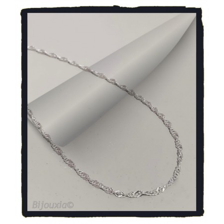 Chaîne De Cou Maille Singapour 45cm - Argent Massif 925/000 - Bijouxia
