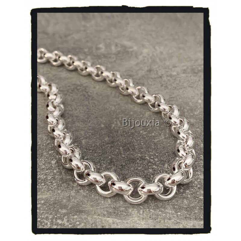 Chaîne maille Jaseron 4,75 mm x 45 cm Argent 925 Rhodié- CPL