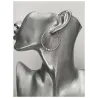 Boucles D'oreilles Créoles Contour Boules 4CM Argent Massif 925/1000