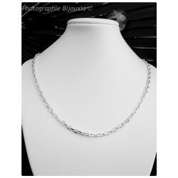 Chaîne 4MM X 70CM Longue Maille Forçat Argent Massif 925