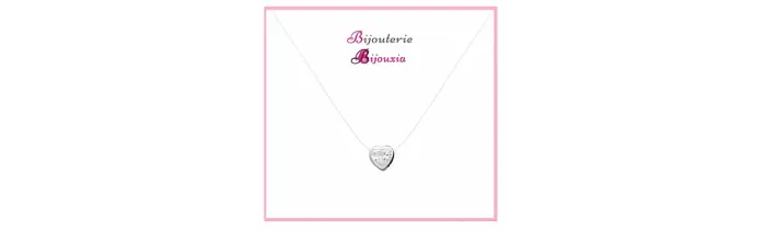 Collier Fil Nylon Coeur ZIRCONIUM Argent Massif 925/000