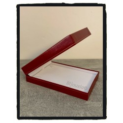 Grand Écrin pour Collier / Parure Rouge - Boite Cadeau Cadre Doré - Simili Cuir
