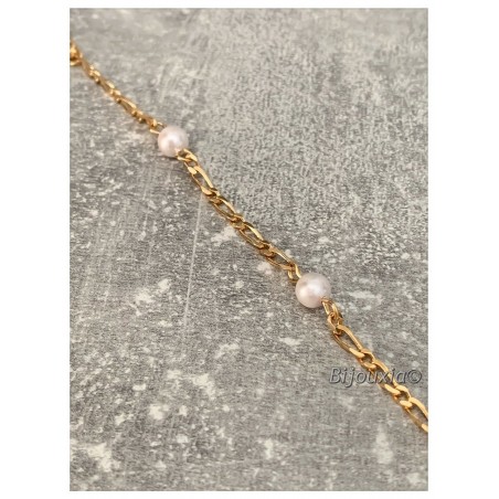 Bracelet Or Jaune Maille Figaro Alternée 1+1 - Homme - L'Atelier d'Azur