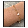 Bracelet Maille figaro alternée et Perles En Plaqué Or 18 carats