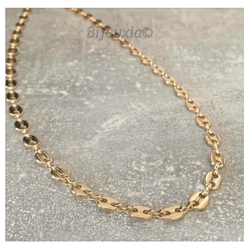 Chaîne De Cou Maille Grain De Café 45 Cm Plaqué Or 18 Carats - Bijouxia - Neuf Avec étiquettes