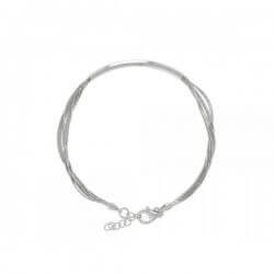 Bracelet Multi Chaînettes & Barrette Rigide Argent Massif 925/1000 Rhodié