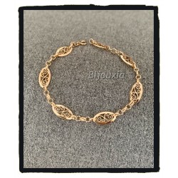 Bracelet 21CM Maillons Motifs Ciselés En Plaqué or 18 CARATS 750/1000 Bijoux