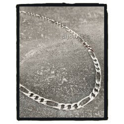 Chaîne 45cm x 4MM Figaro Diamantée Argent Massif 925/1000 Bijoux