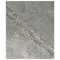 Chaîne 45cm x 4MM Figaro Diamantée Argent Massif 925/1000 Bijoux