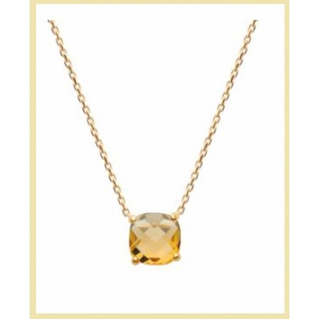 Collier Empierré Cristal Citrine Dorée Oz Plaqué or 18 Carats 750/1000