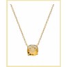 Collier Empierré Cristal Citrine Dorée Oz Plaqué or 18 Carats 750/1000