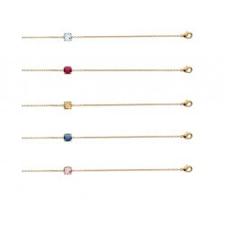 Bracelet Cristal Sertie 4 Griffes Rose Pastel Plaqué or 18 Carats