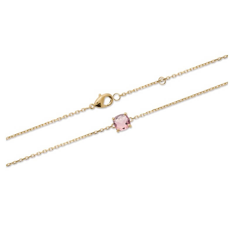 Bracelet Cristal Sertie 4 Griffes Rose Pastel Plaqué or 18 Carats