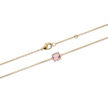 Bracelet Cristal Sertie 4 Griffes Rose Pastel Plaqué or 18 Carats